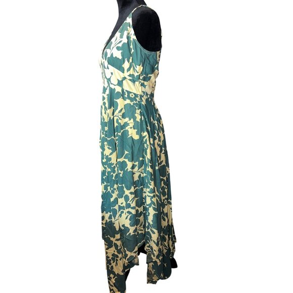 Sundance Soliloqies Tank Dress Sz XS Yellow Green Asymmetrical Hem Faux Wrap - Picture 8 of 8